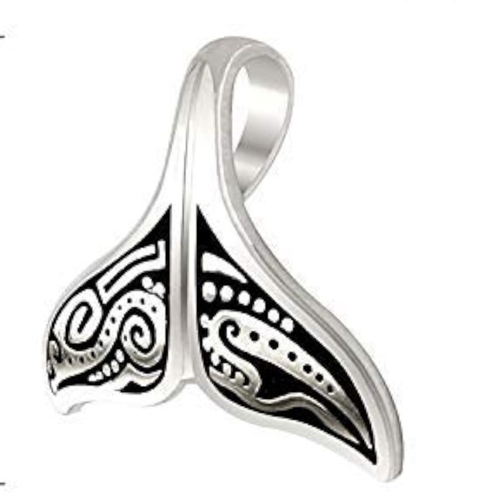 Sterling Silver Whale Dolphin Tail Pendant Aboriginal Design